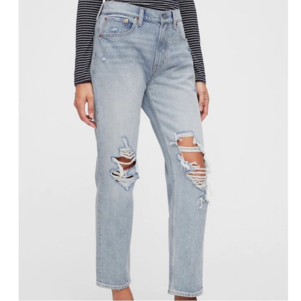 GAP Mid-rise Destructed Boyfriend Jeans